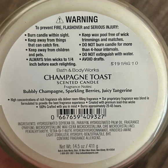 Bath & Body Works Champagne Toast Candle - Gold & Iridescent - Picture 5 of 5